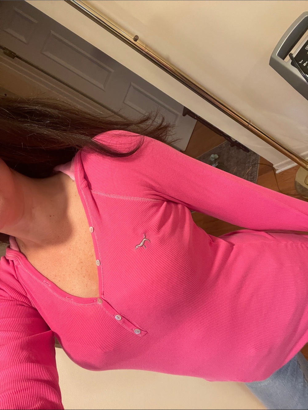 VINTAGE VS PINK HENLEY TOP